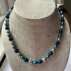 Honora Sterling Silver Blue and Gray Freshwater Pearl Necklace